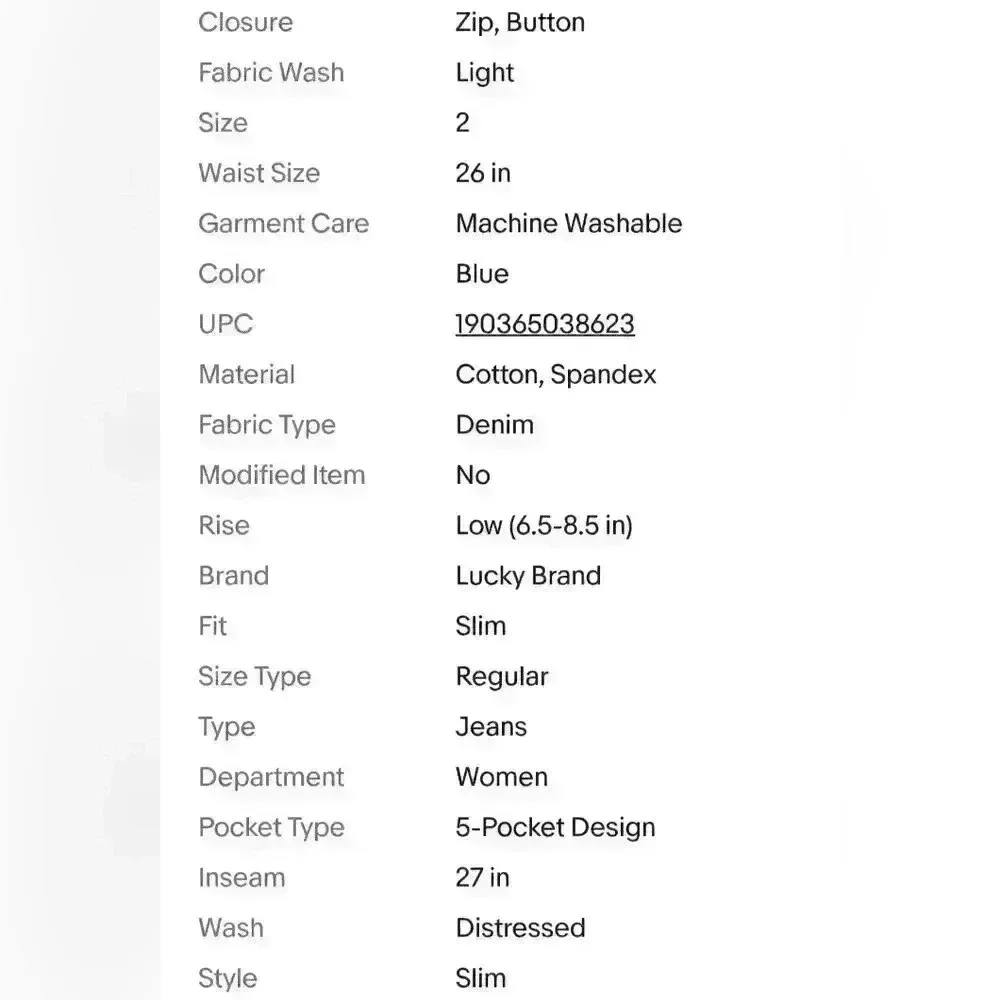 Lucky Brand Americana Brooke Ripped Skinny Pico Rivera Wash Jeans Sz 2/26; $129 - Picture 15 of 15